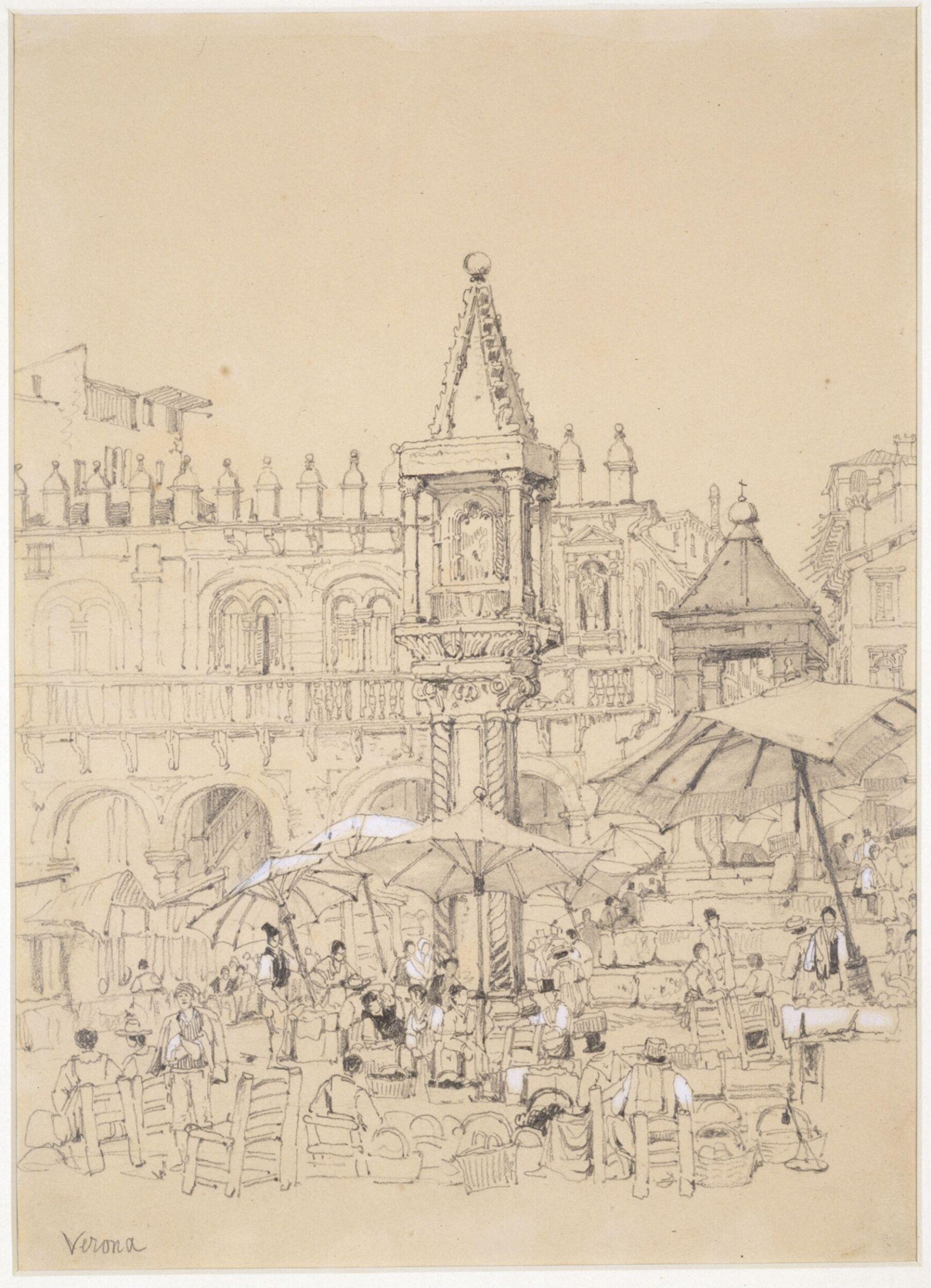 Market Place, Verona, Samuel Prout, early 19th century