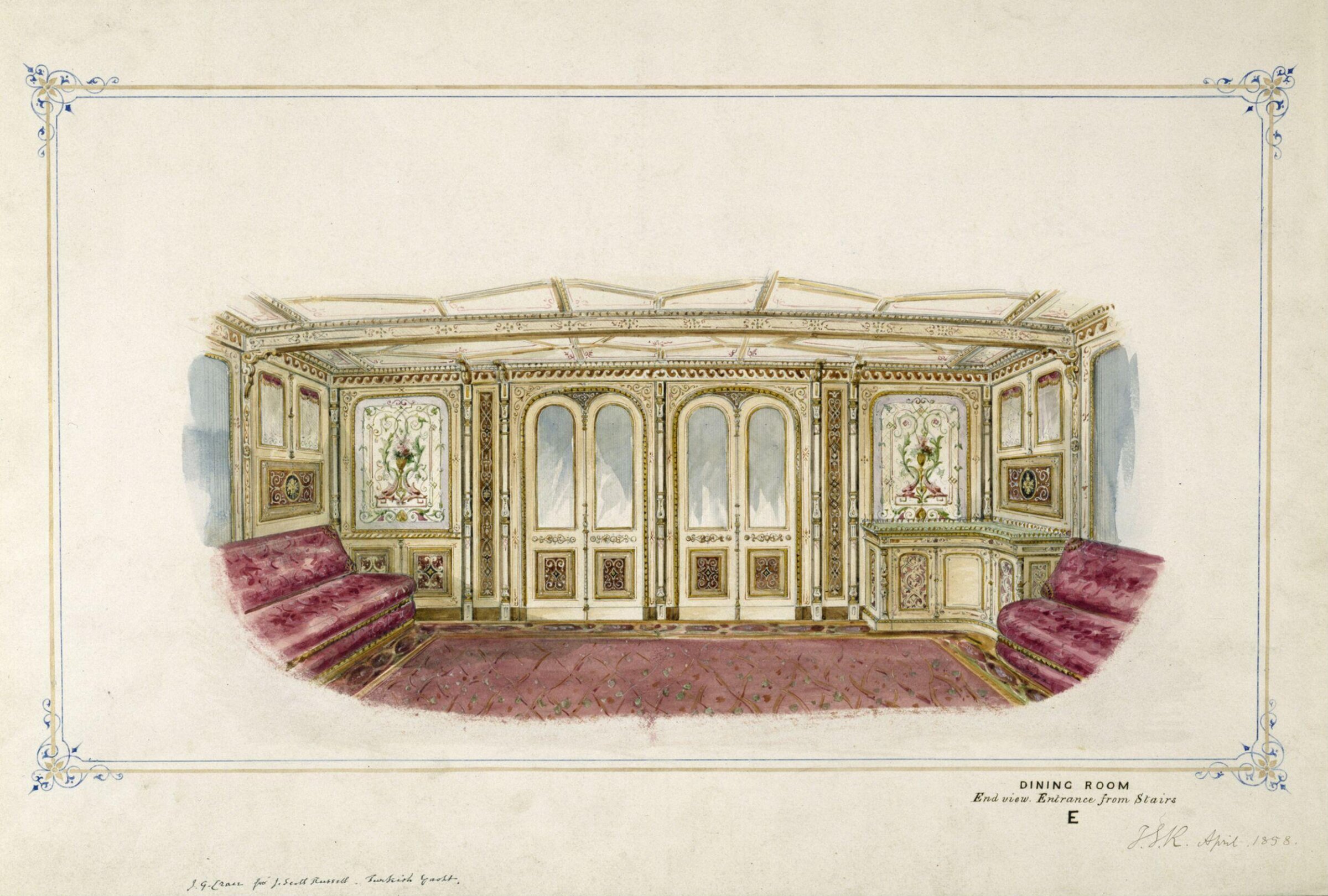 Decoration of the dining saloon of a yacht, John Gregory Crace, 1858
