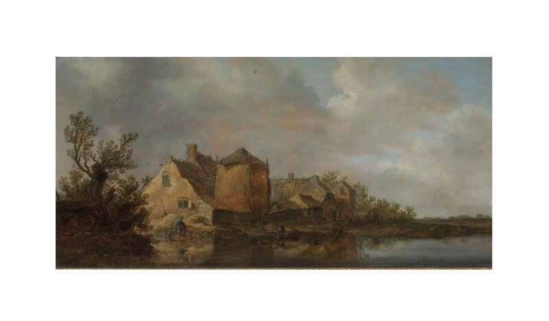 River scene with an inn