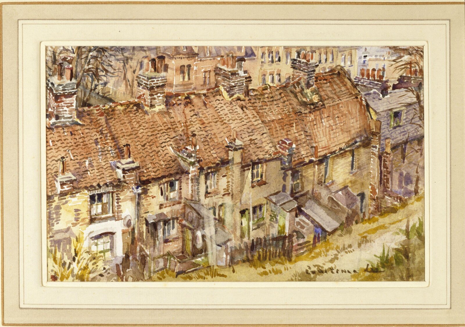 Cottages at Crouch End Hill, Constance L. Lee, ca. 1940