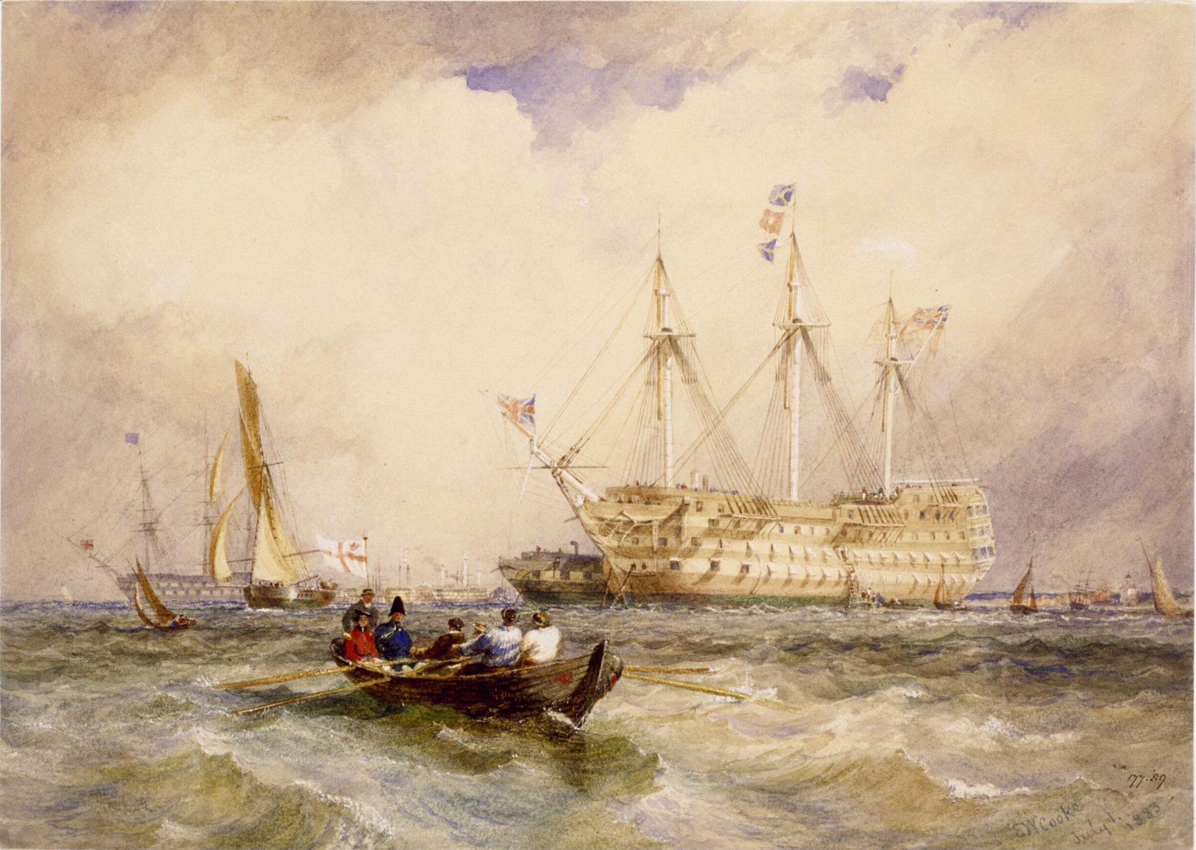 Ships of war in the Medway, off Sheerness, Edward Cooke, 1833