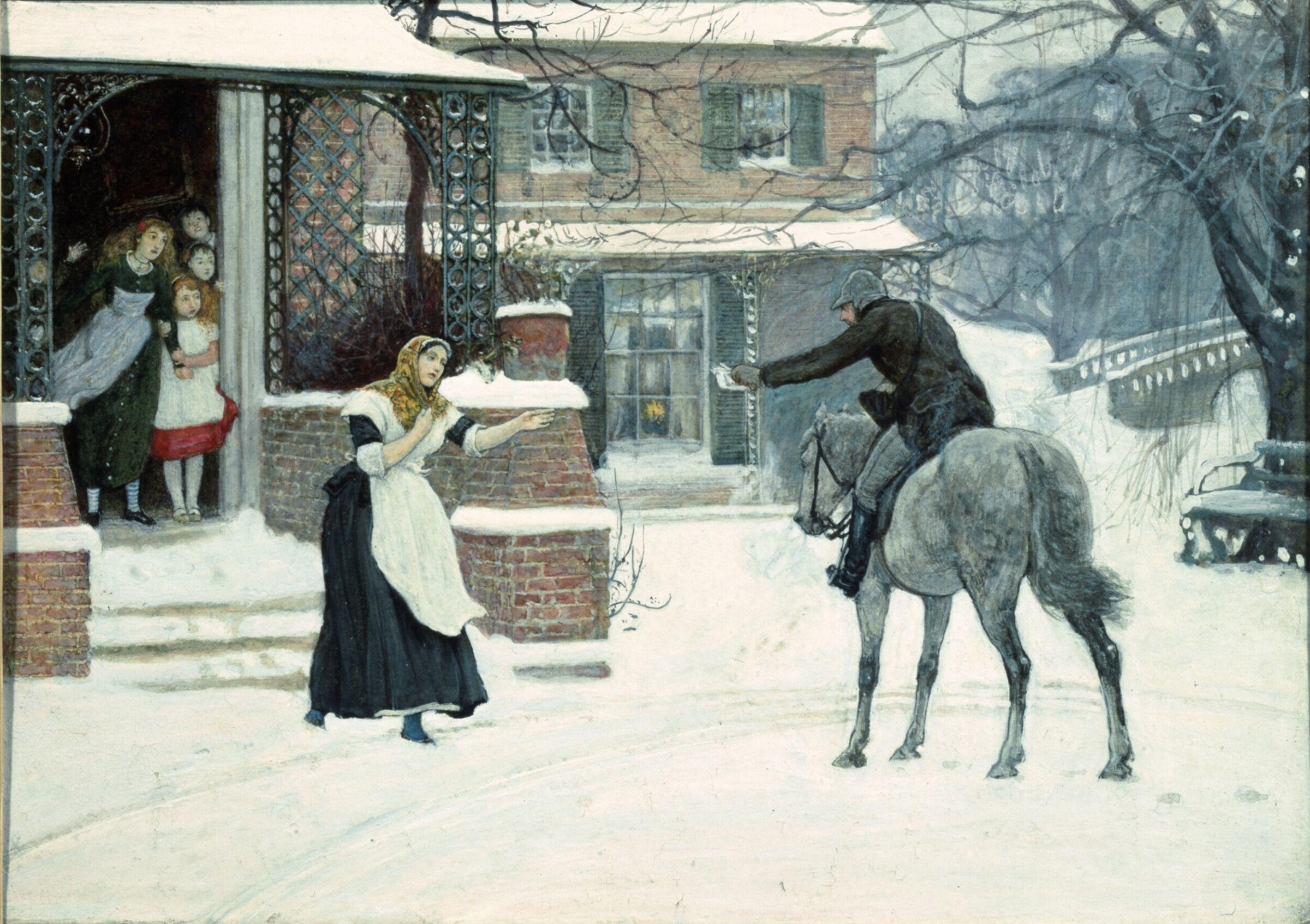 Greeting the Postman, Robert Walker Macbeth, ca. late 19th century