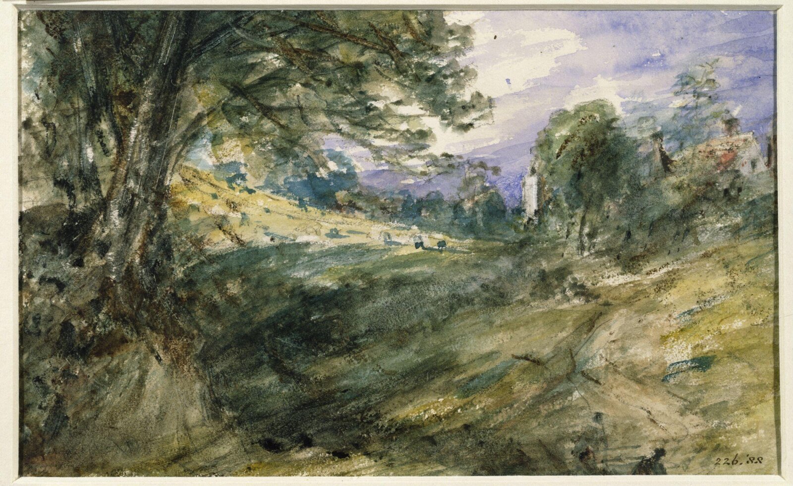 Cottages on high ground., John Constable, 1834 or 1835