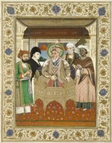 Portrait of Akbar II with Sir Charles Theophilus Metcalf and court dignitaries thumbnail 1