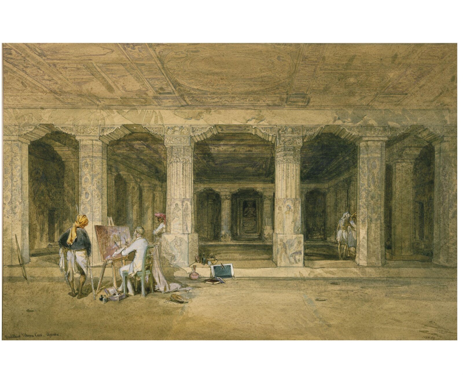 Buddhist vihara cave, Ajanta, William Simpson, January 1862