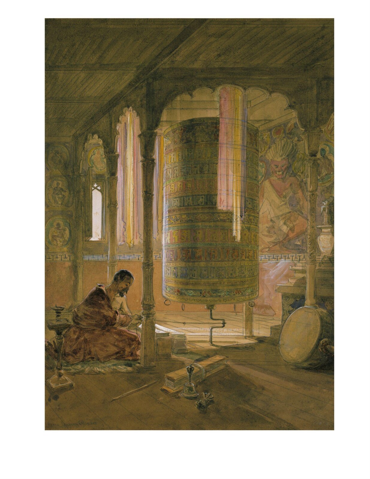 Lama Praying Cylinder, William Simpson, May 1861-July 1861