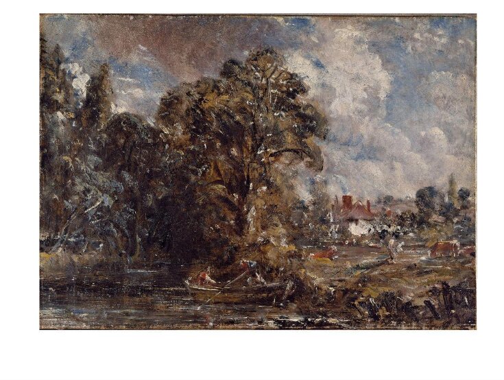 A River Scene, with a Farmhouse near the Water's Edge top image