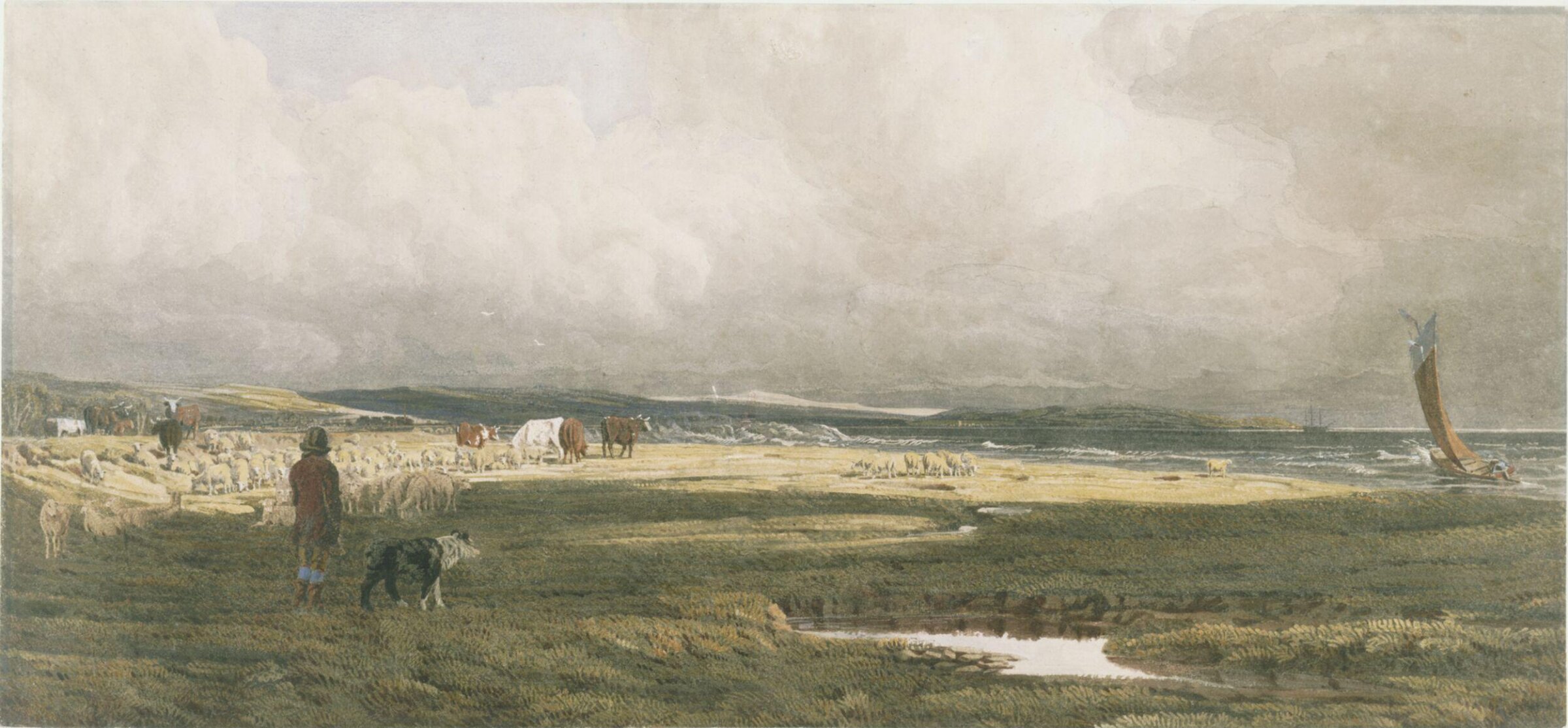 View from Salt Marsh near Shinhampton, Gloucestershire, William Turner, early 19th century