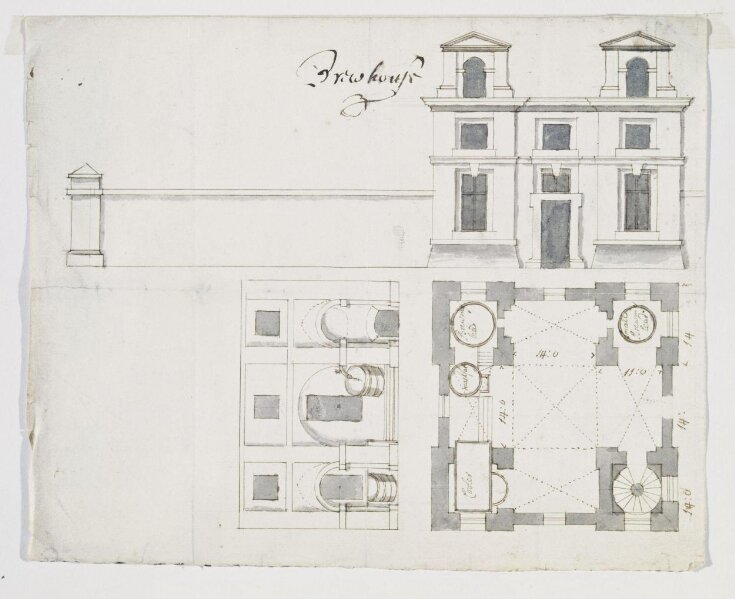 Plan, section and elevation of the Brewhouse at Castle Howard, Yorkshire top image