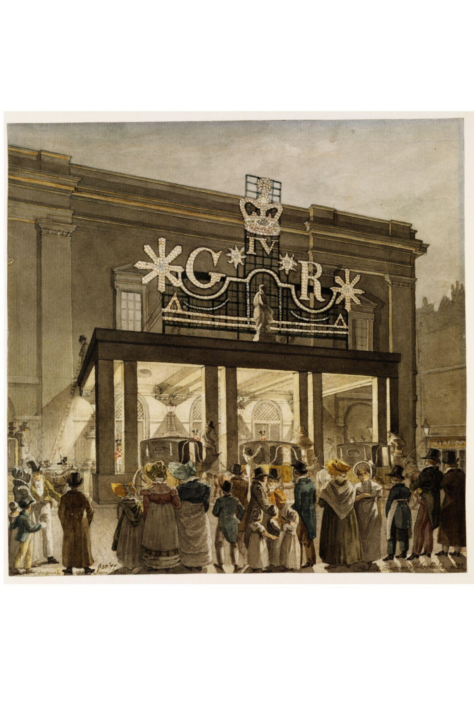 The Exterior of Drury Lane Theatre, Robert Blemmell Schnebbelie, 1821