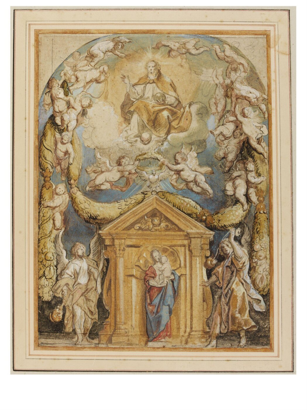 Jacob Jordaens, The Virgin and Child in a Niche, Protected by Members of the Trinity
