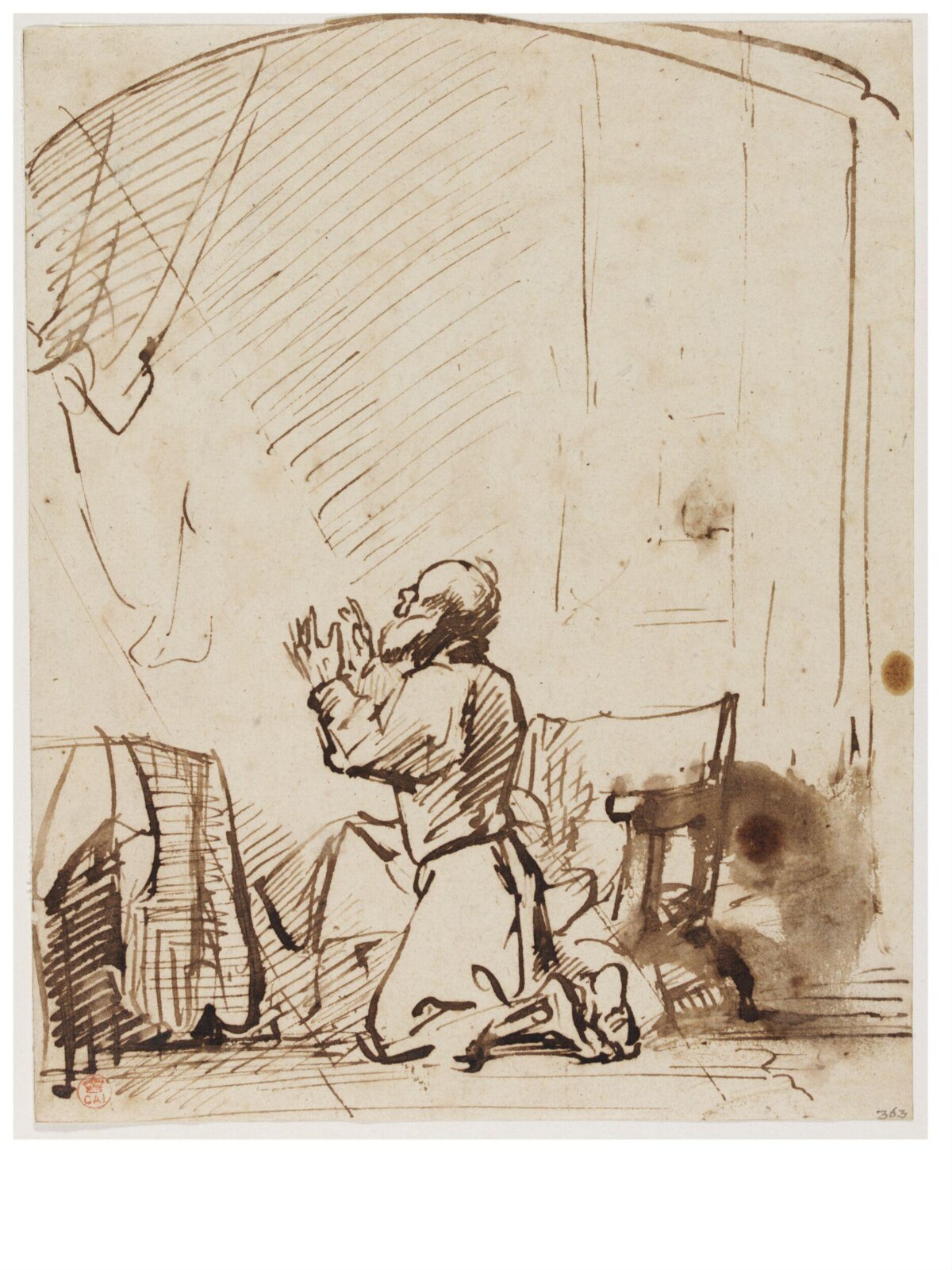 A Man Kneeling, Rembrandt van Rijn
