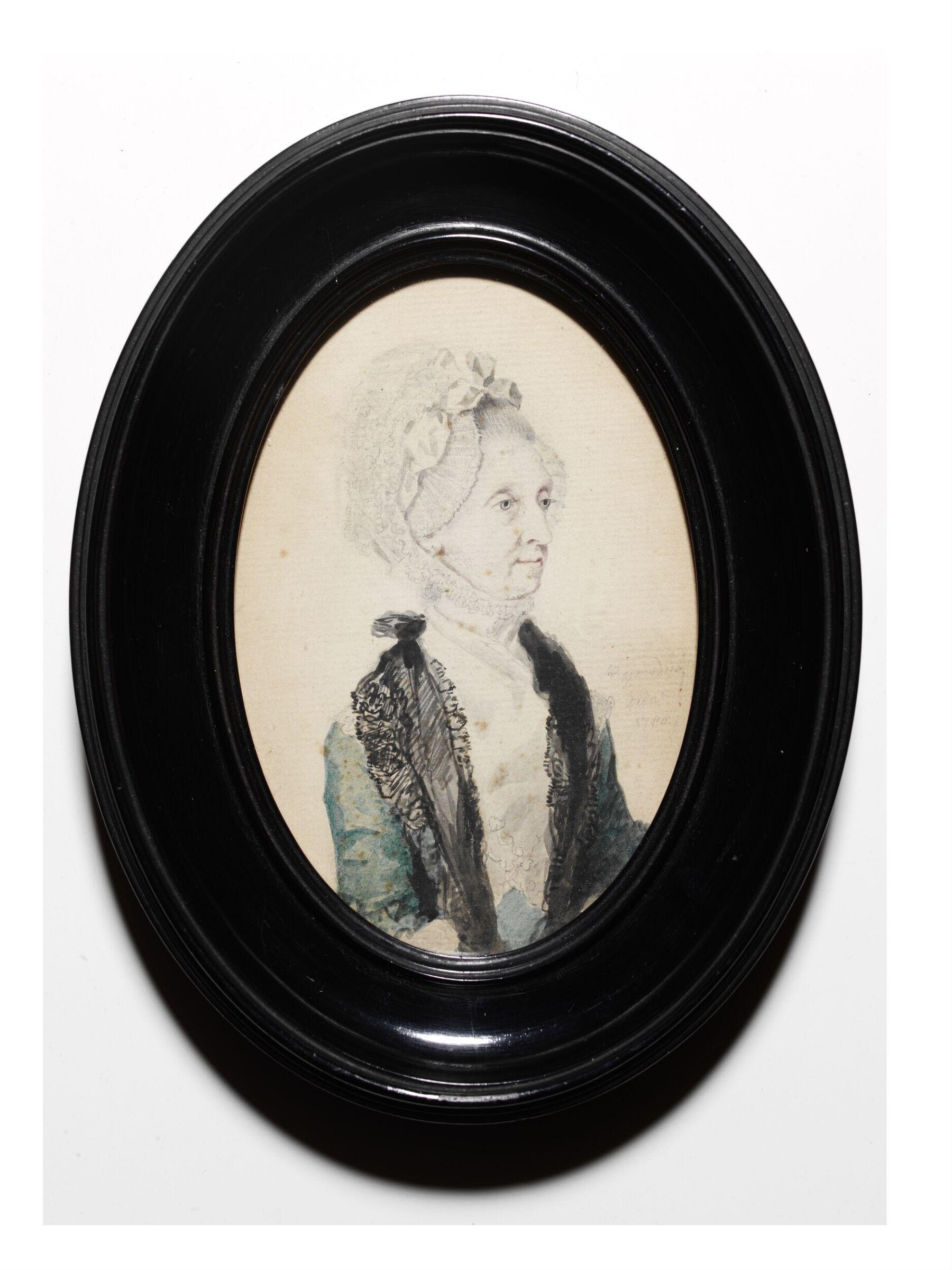 Portrait in watercolour of an unknown elderly woman, Andrew van Rymsdyk, 1780