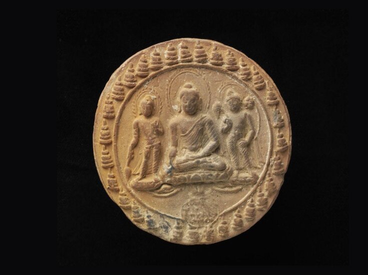 Votive seal with the Buddha and attendant Bodhisattvas top image
