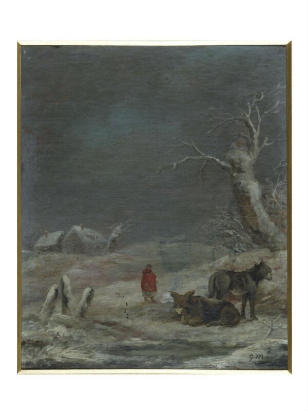 Winter Scene with Women and Donkeys