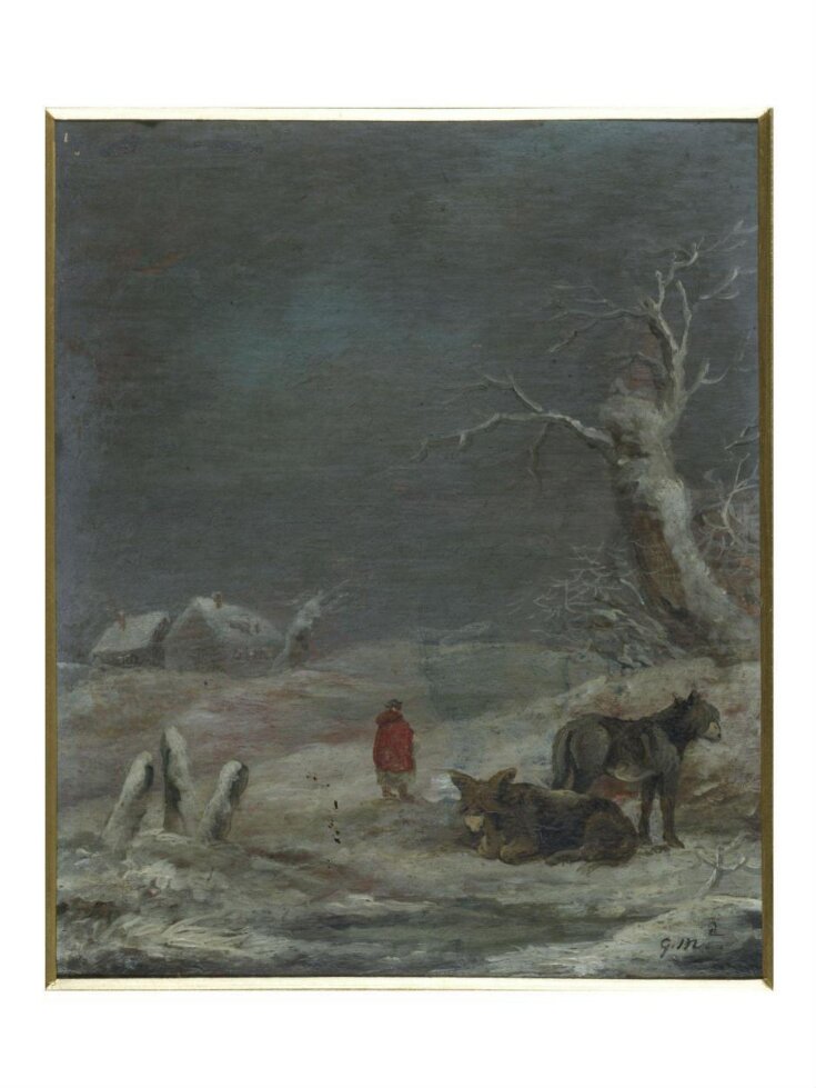 Winter Scene with Women and Donkeys top image