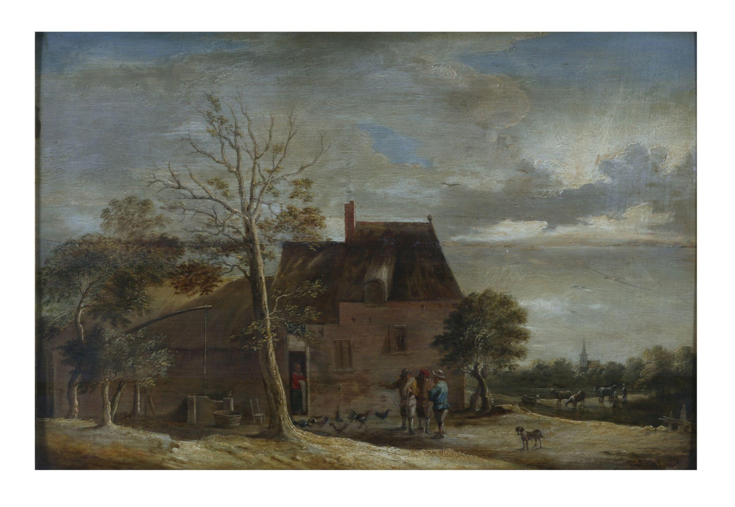 Farmhouse with figures, David Teniers the younger, 19th century