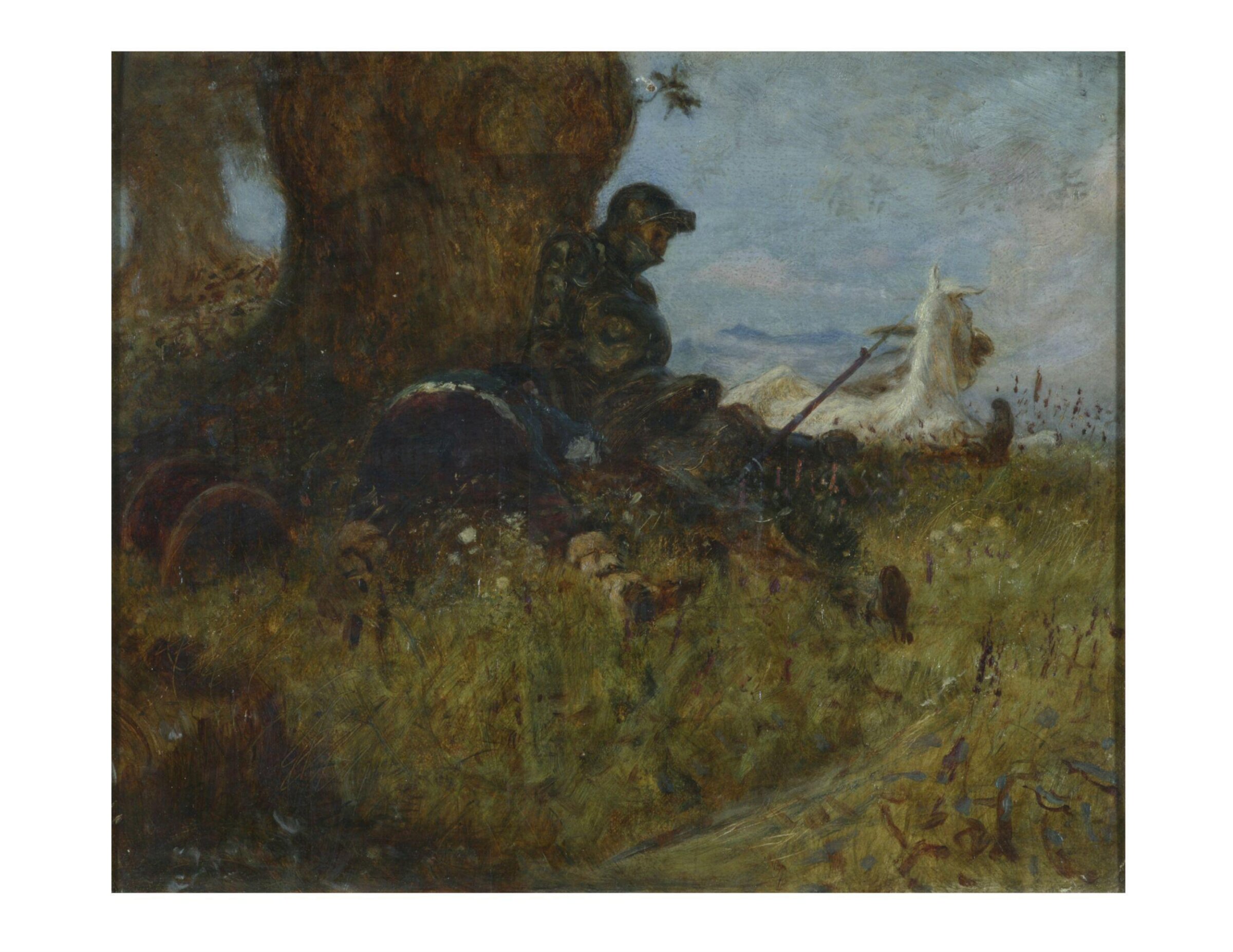 Don Quixote and Rosinante reposing under a tree, Arthur Boyd Houghton, ca. 1855-1875