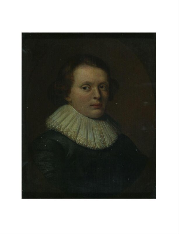 Portrait of a man in a painted oval