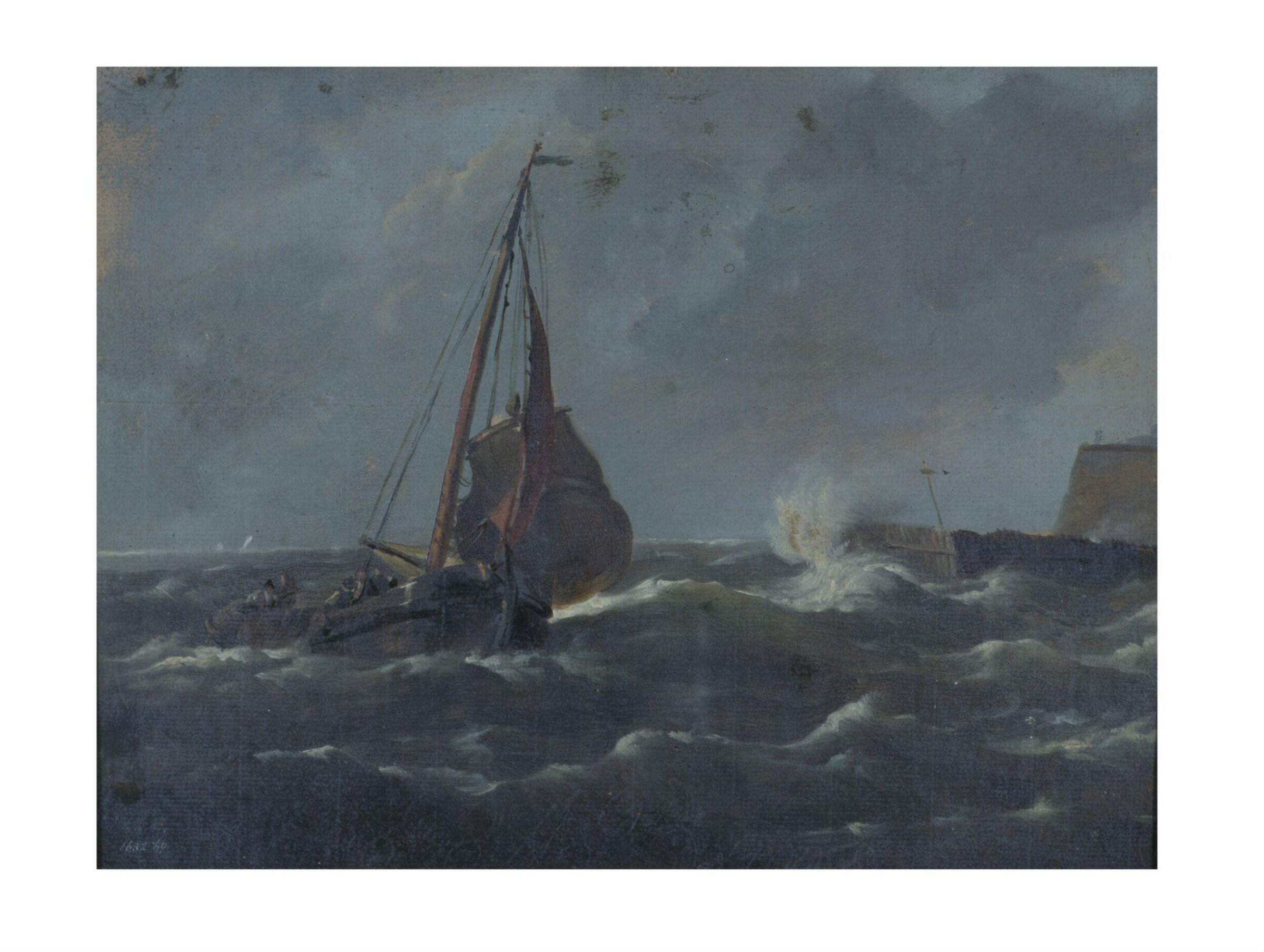 Fishing Boat Entering Harbour, Jacob Jacobs, 1830s