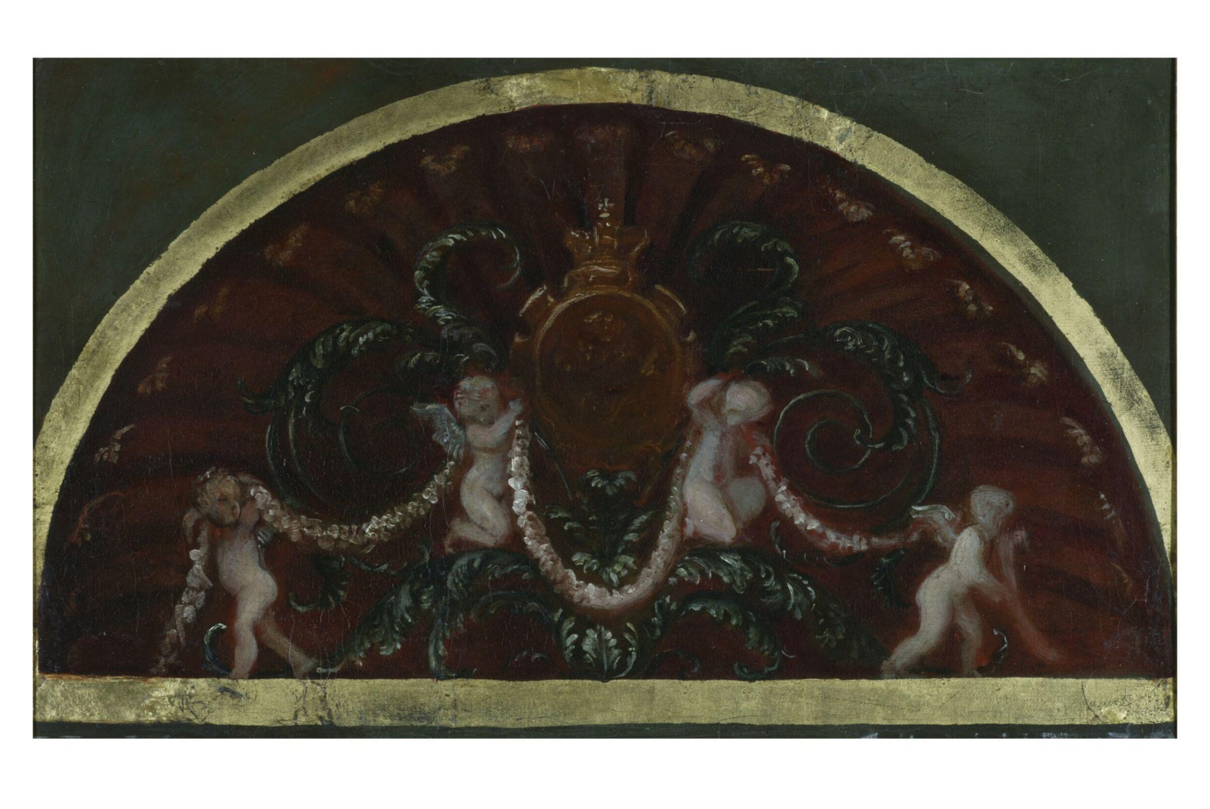 Lunette Sketch of Cupids Supporting an Escutcheon of the Prince of Wales for wall decorations, Томас Стотард, 1775-1834