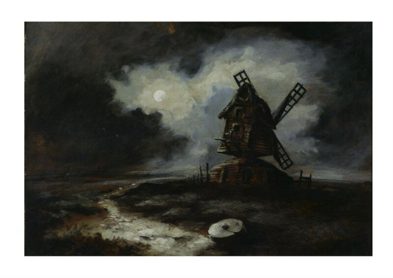 An Old Suffolk Mill. Moonlight