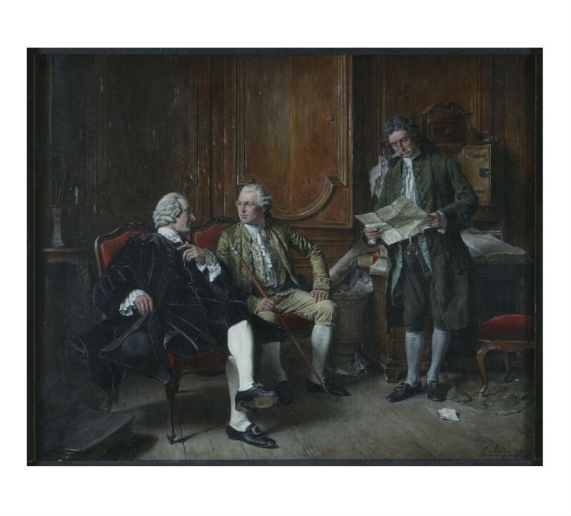 Conversation Piece: Three Men in 18th Century Costume