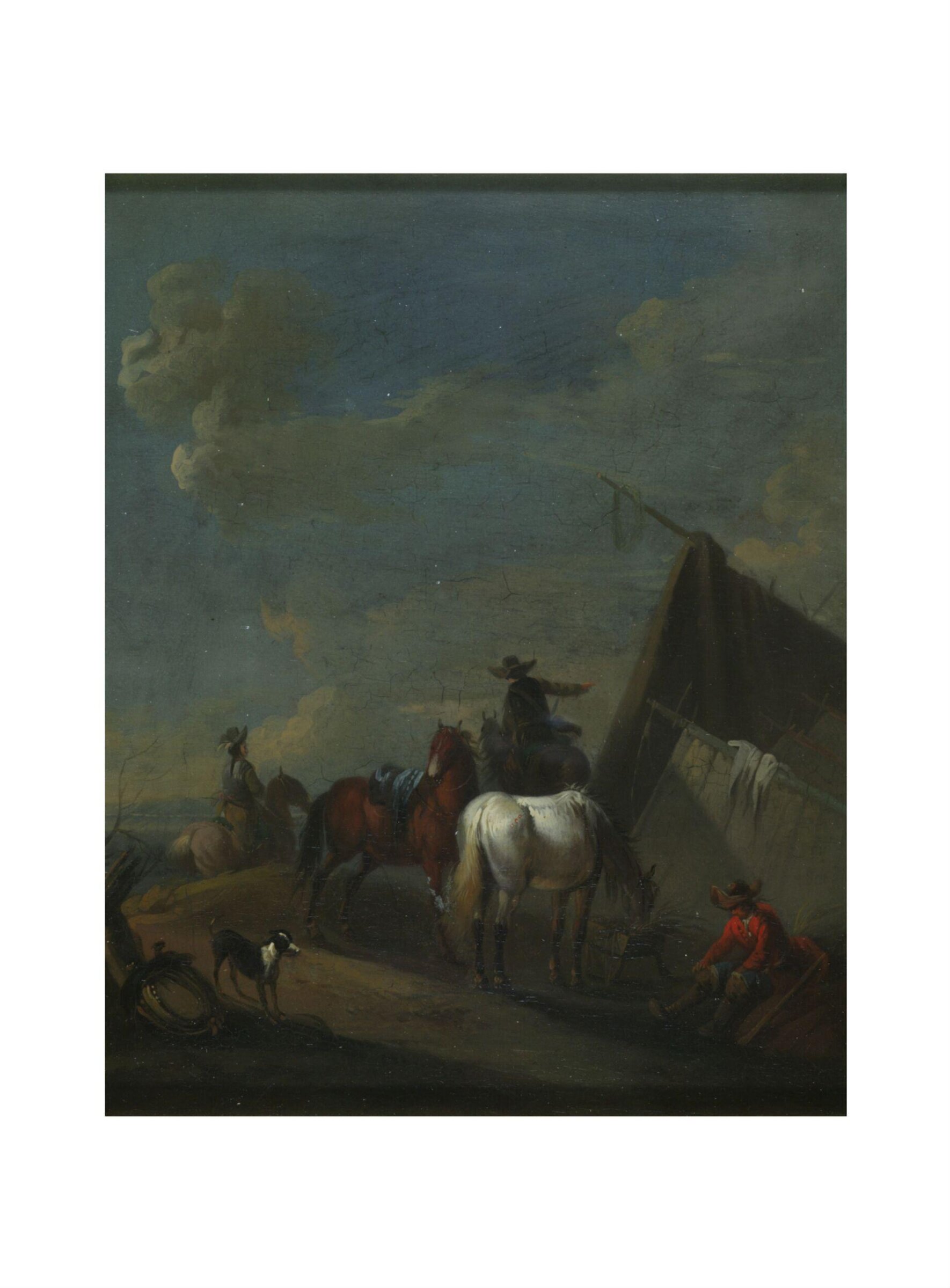 Horsemen before a sutler's tent, Philips Wouverman, 19th century