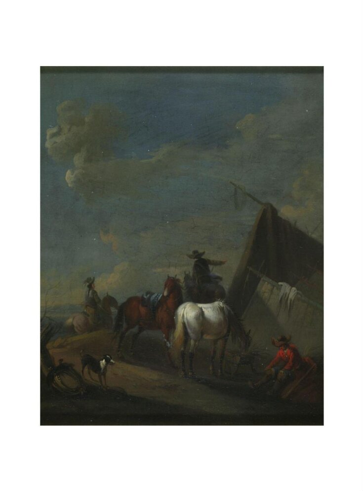 Horsemen before a sutler's tent top image