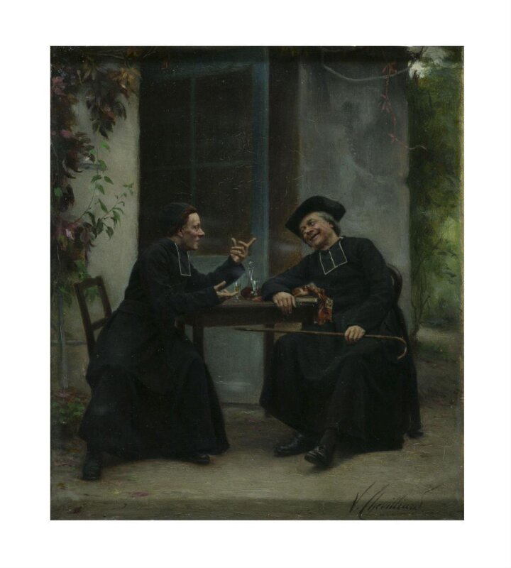 The Curé's story: two priests seated at a table