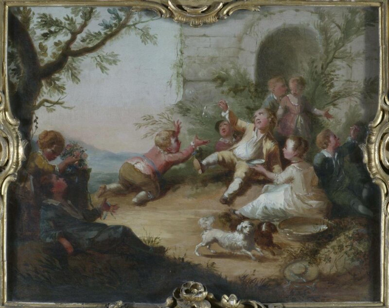 Children blowing bubbles