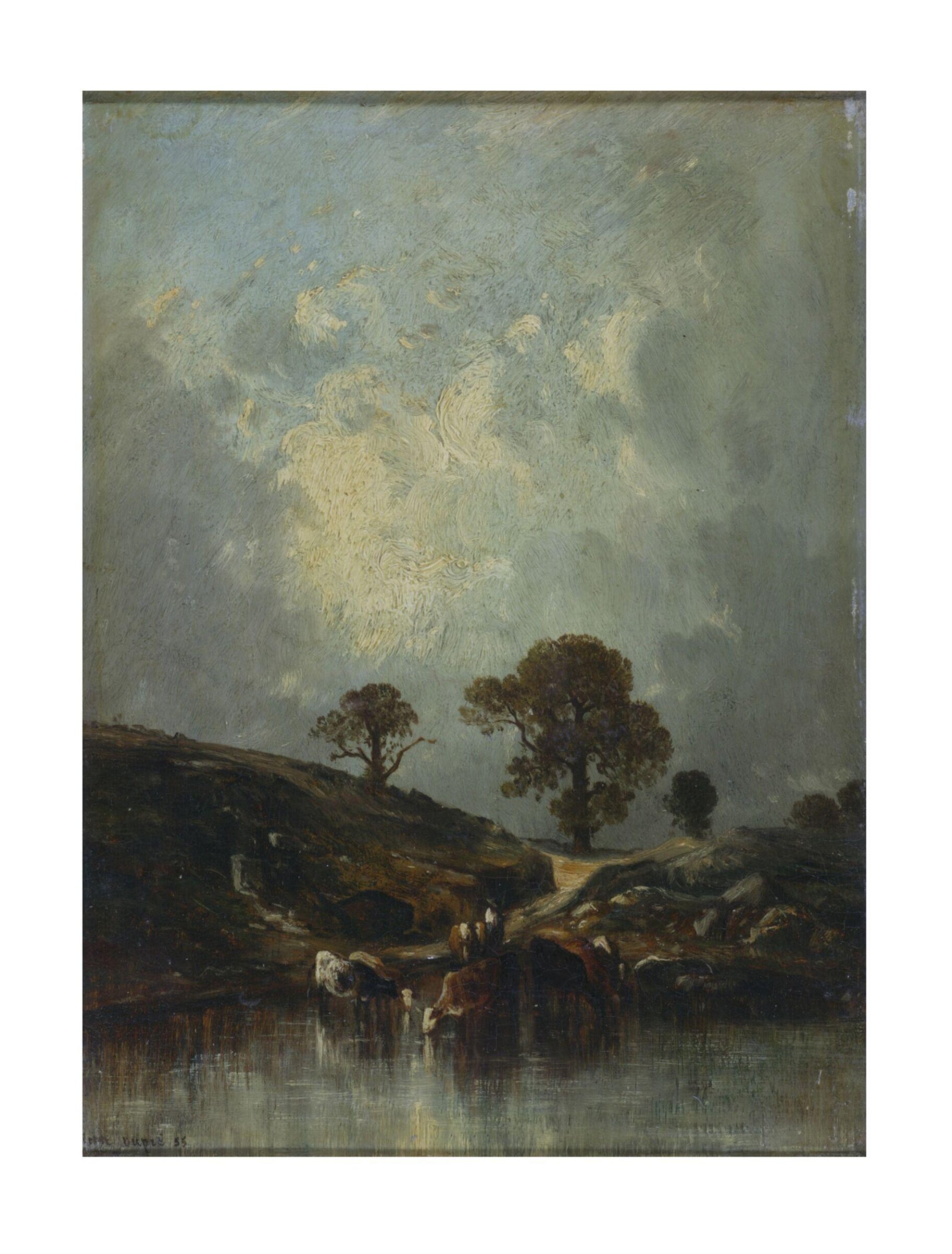 Cows drinking, Léon Victor Dupré, 1855