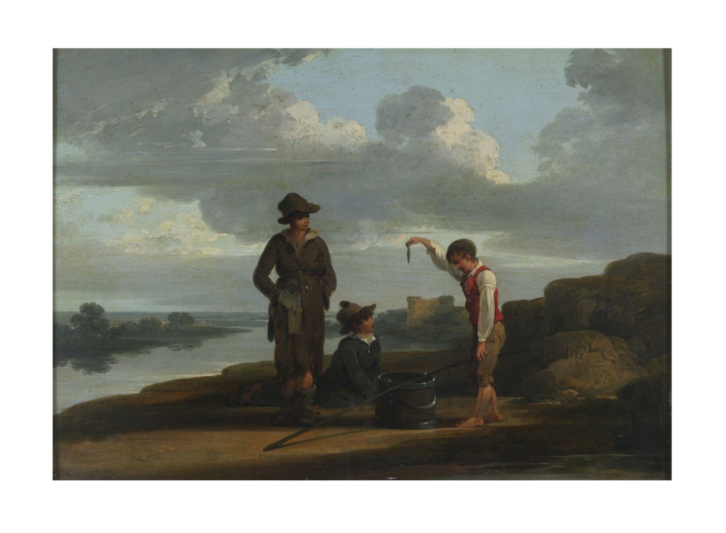 River scene, with boys in the foreground, Joshua Shaw, early 19th century
