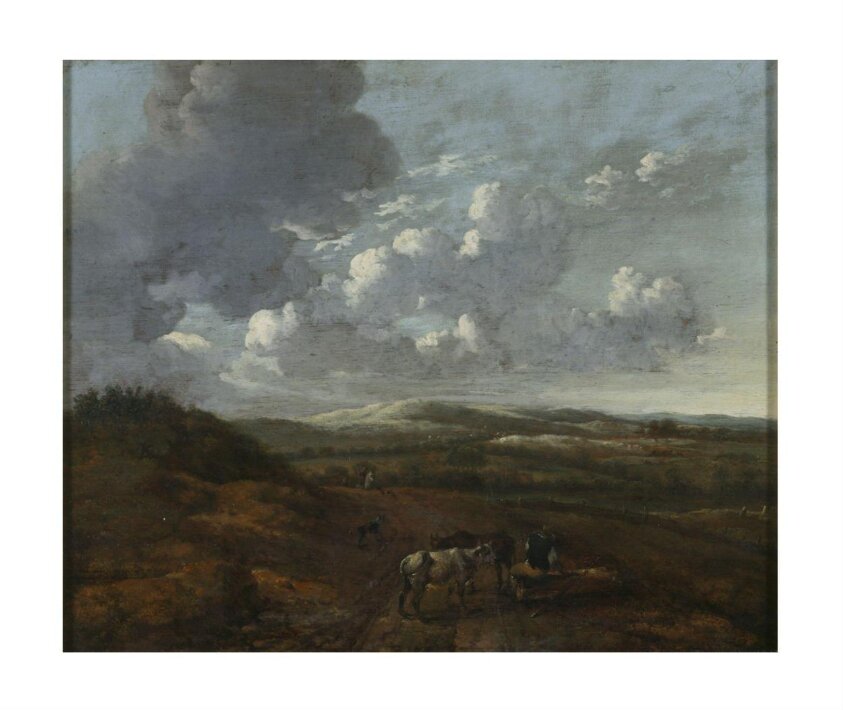 Landscape with cattle and herdsmen seated on a log