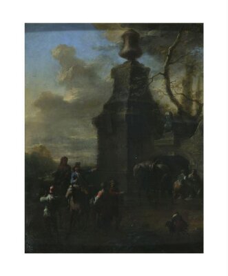 Figures near a mausoleum, Franz de Paula Ferg, 1726-1740