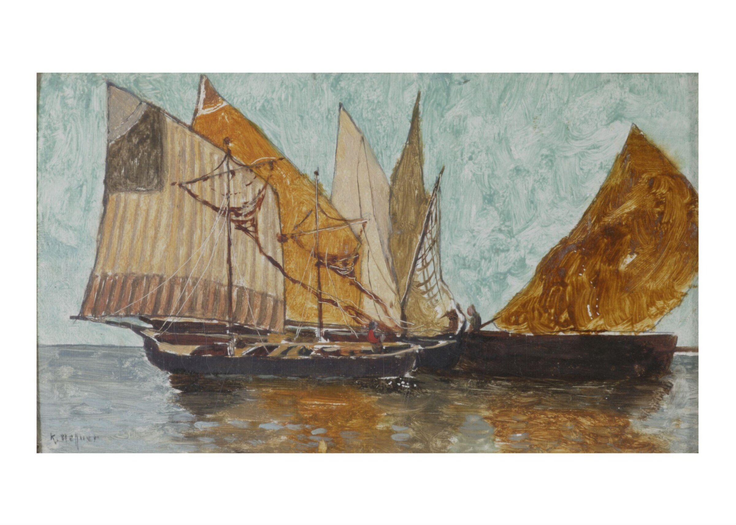 Sailing Boats at Chioggia, near Venice, Karl Heffner, 1880