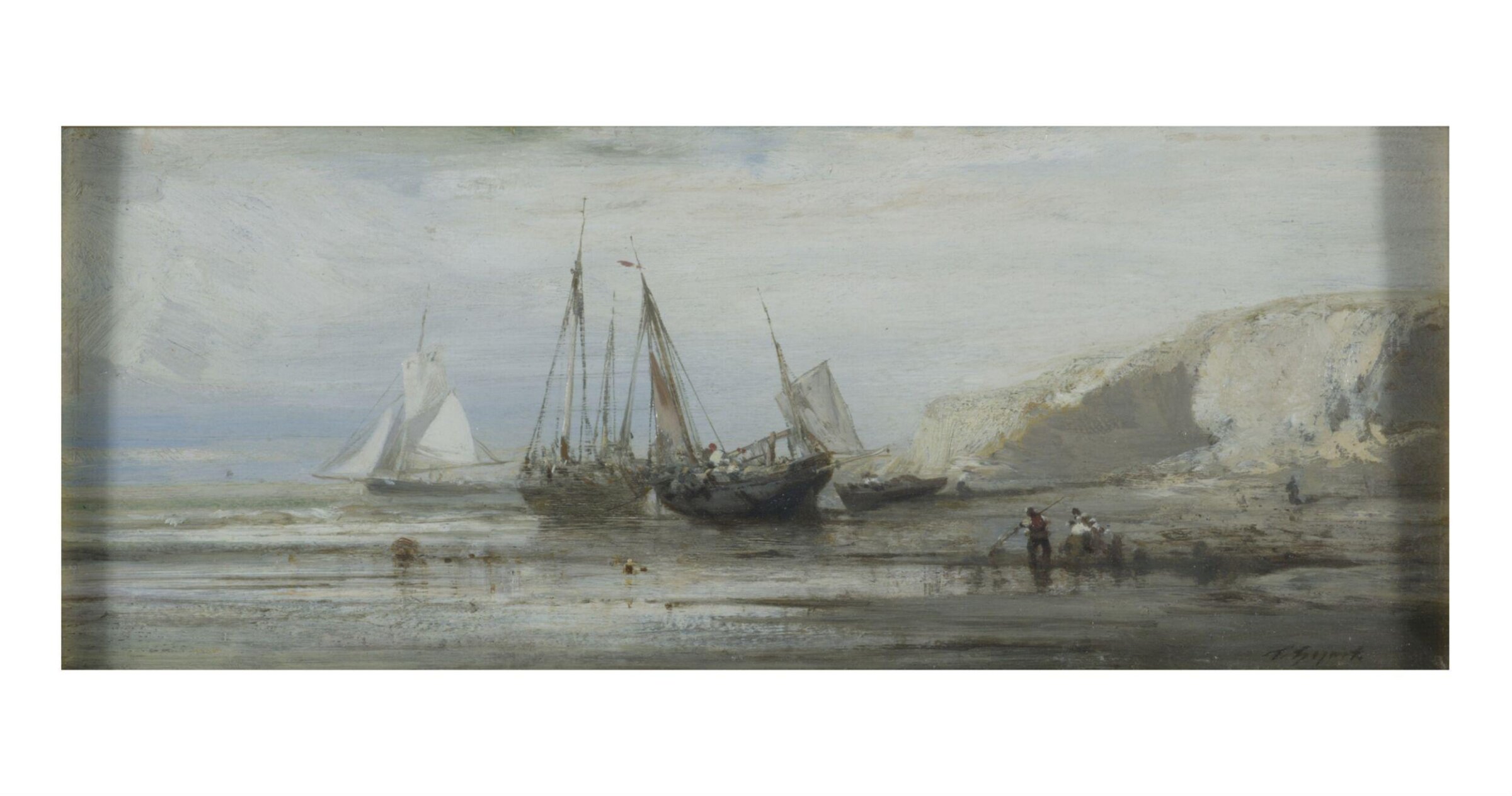 Boats by the beach, Charles Hoguet, ca. 1845-1868