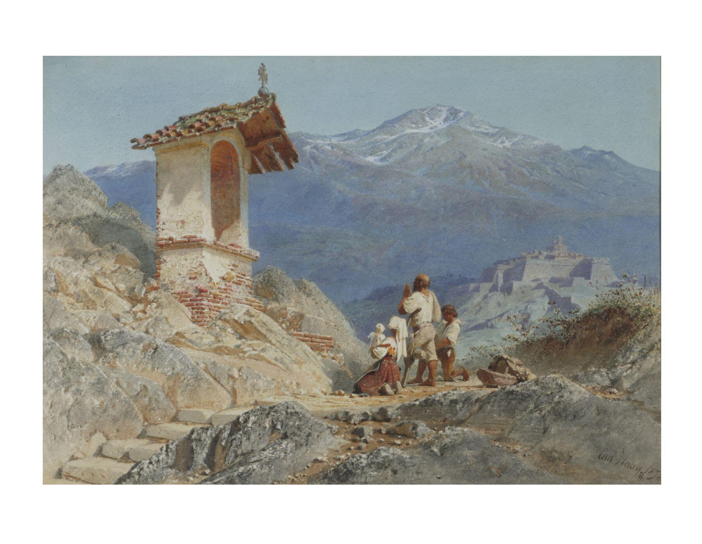 In the Sabine Hills: Figures at a Shrine, Carl Haag, 1858