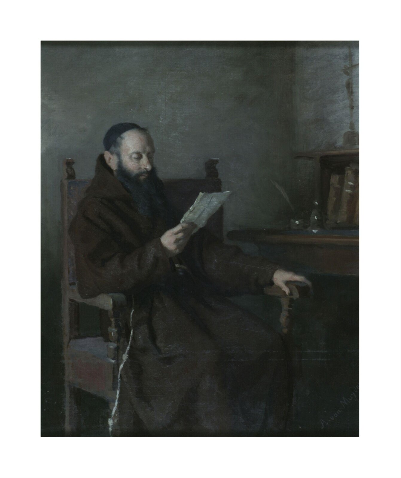 A Monk reading, Alfred van Muyden, 1850s