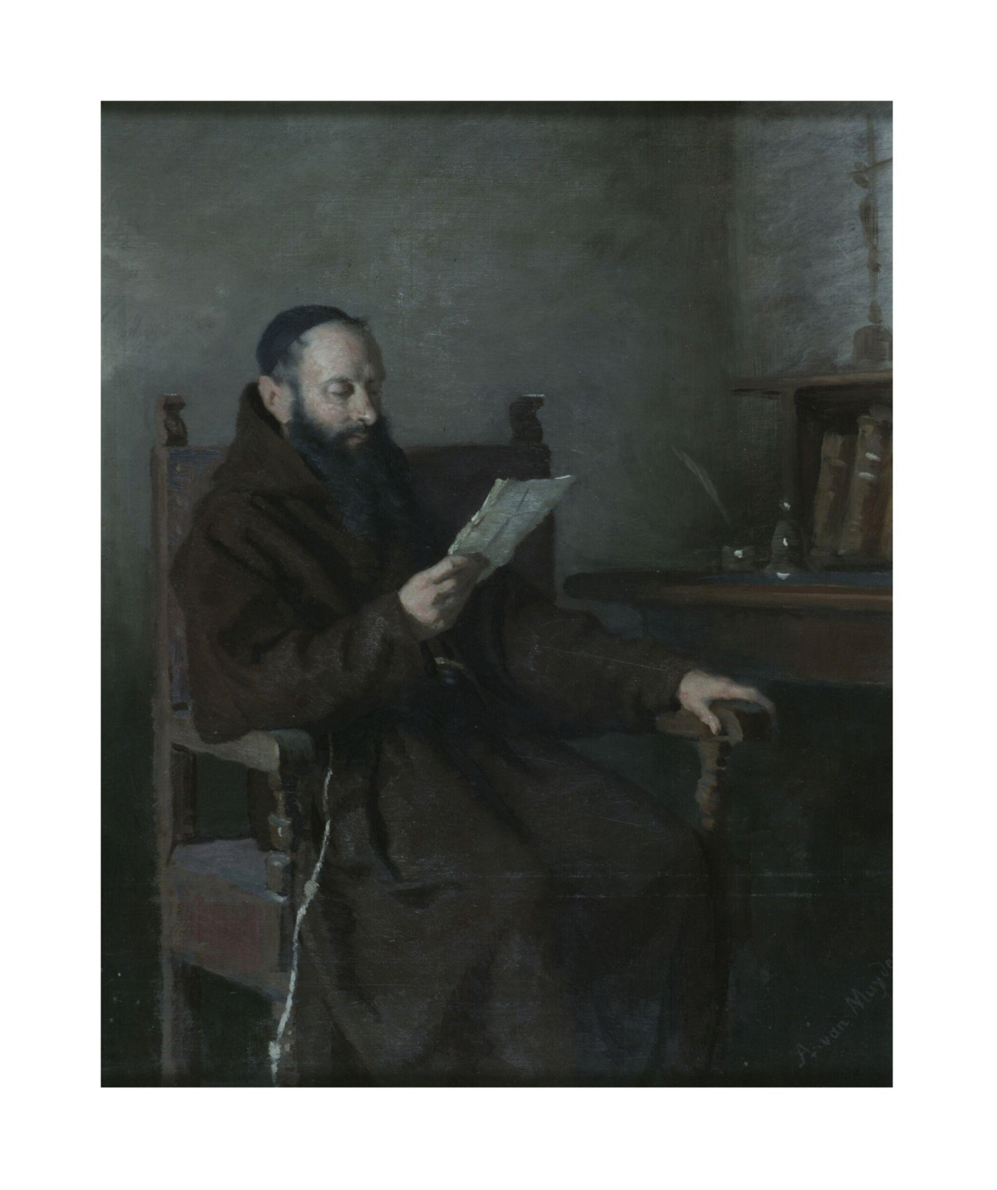 A Monk reading, Alfred van Muyden, 1850s