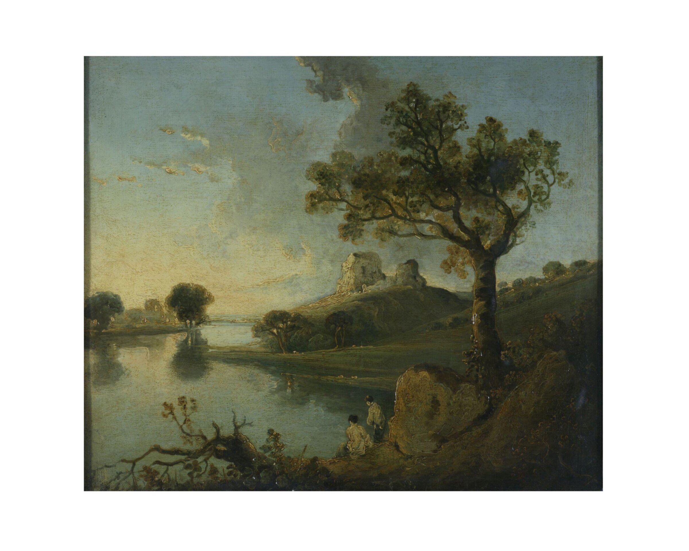 River scene with ruined castle and figures, Richard Wilson, 18th century - 19th century
