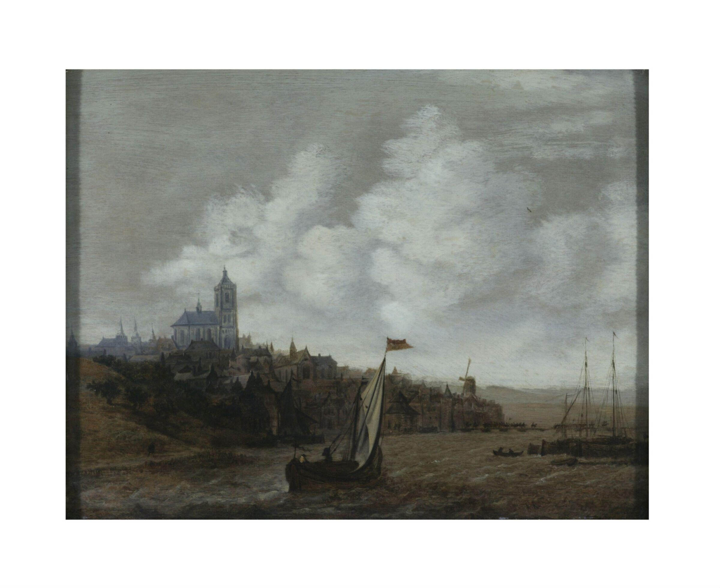 River Scene: City and Cathedral, Jan Meerhoud, mid 17th century