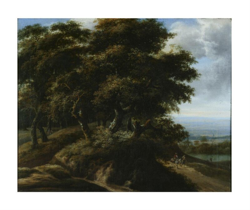 Wooded landscape with a peasant on a donkey