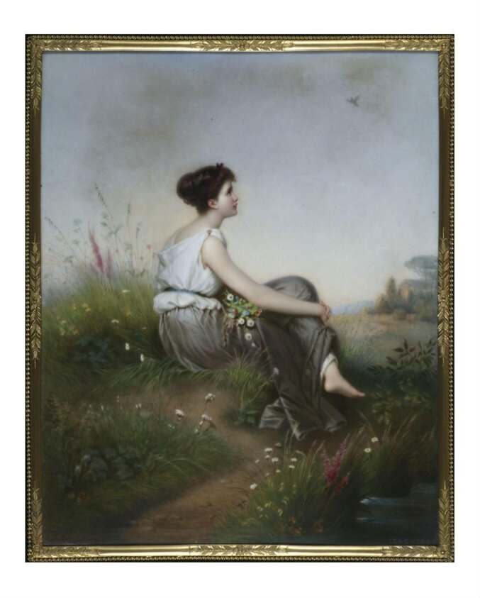 Miniature of an unknown girl in a landscape