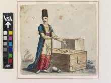 Figure of a Merchant with a crate marked caffee thumbnail 1