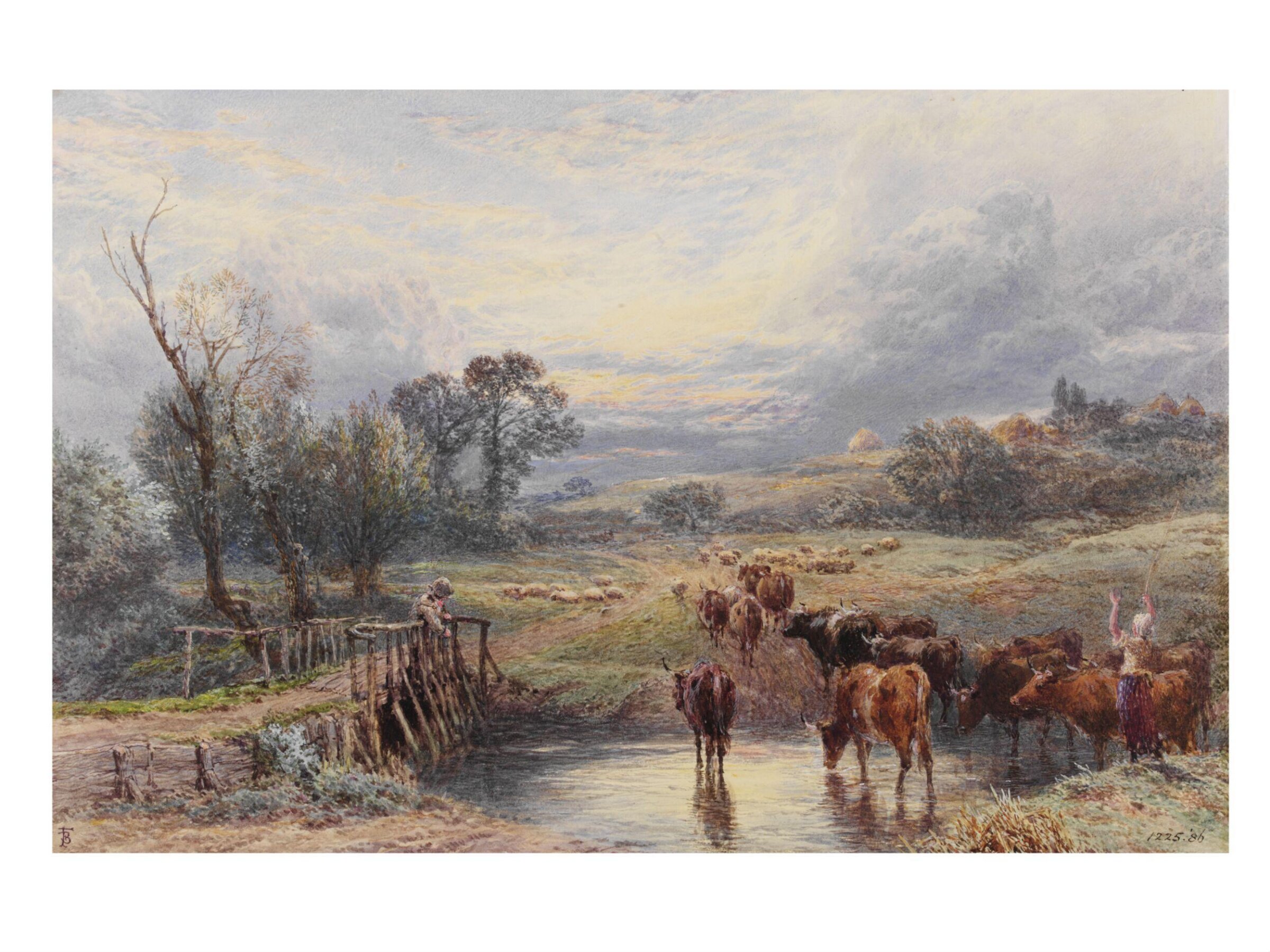 Landscape with Cattle and Bridge, Myles Birket Foster, ca. 1845-86
