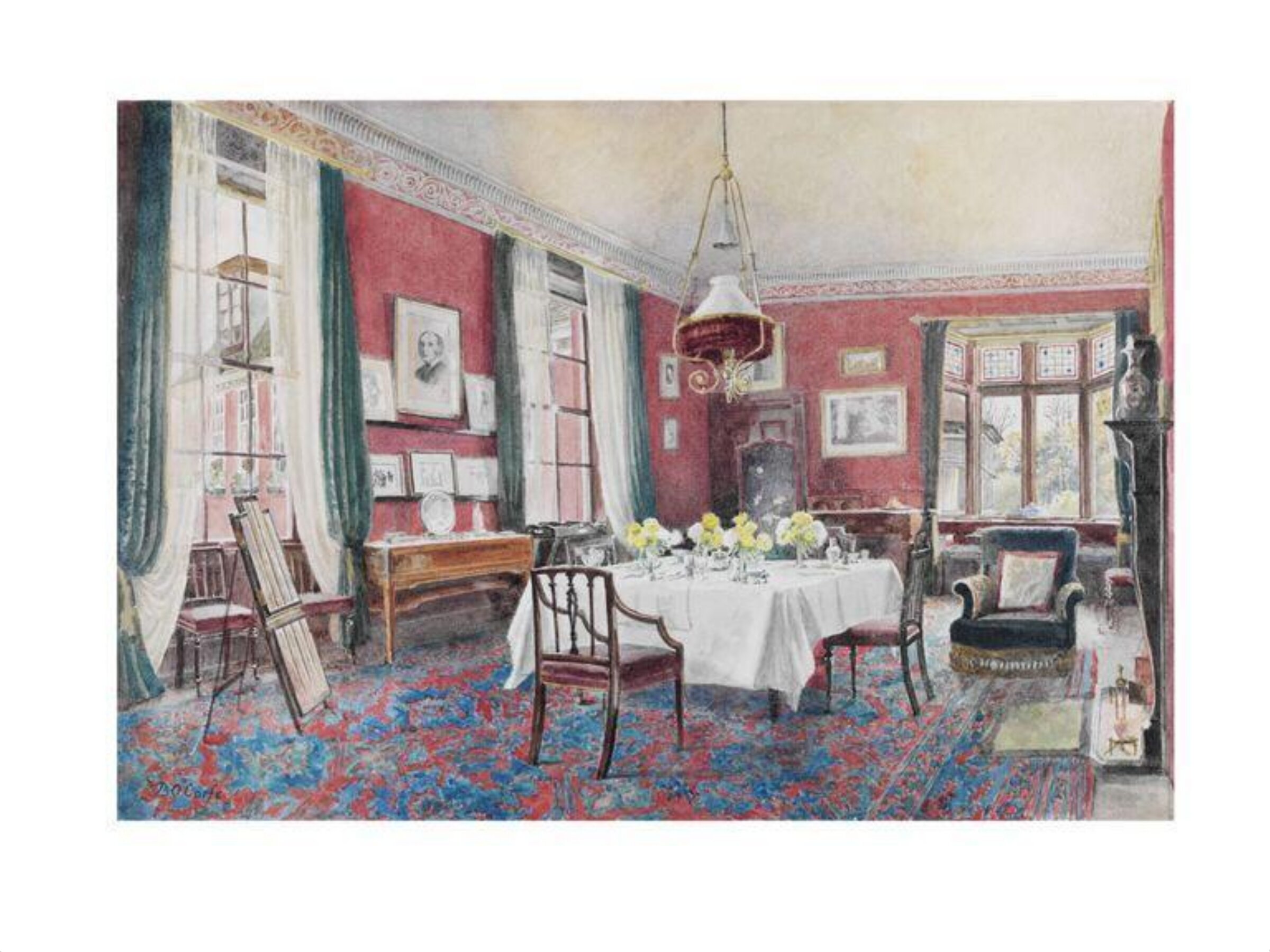 The Dining Room at No.3 The Close, Winchester, Beatrice Olive Corfe, ca. 1900