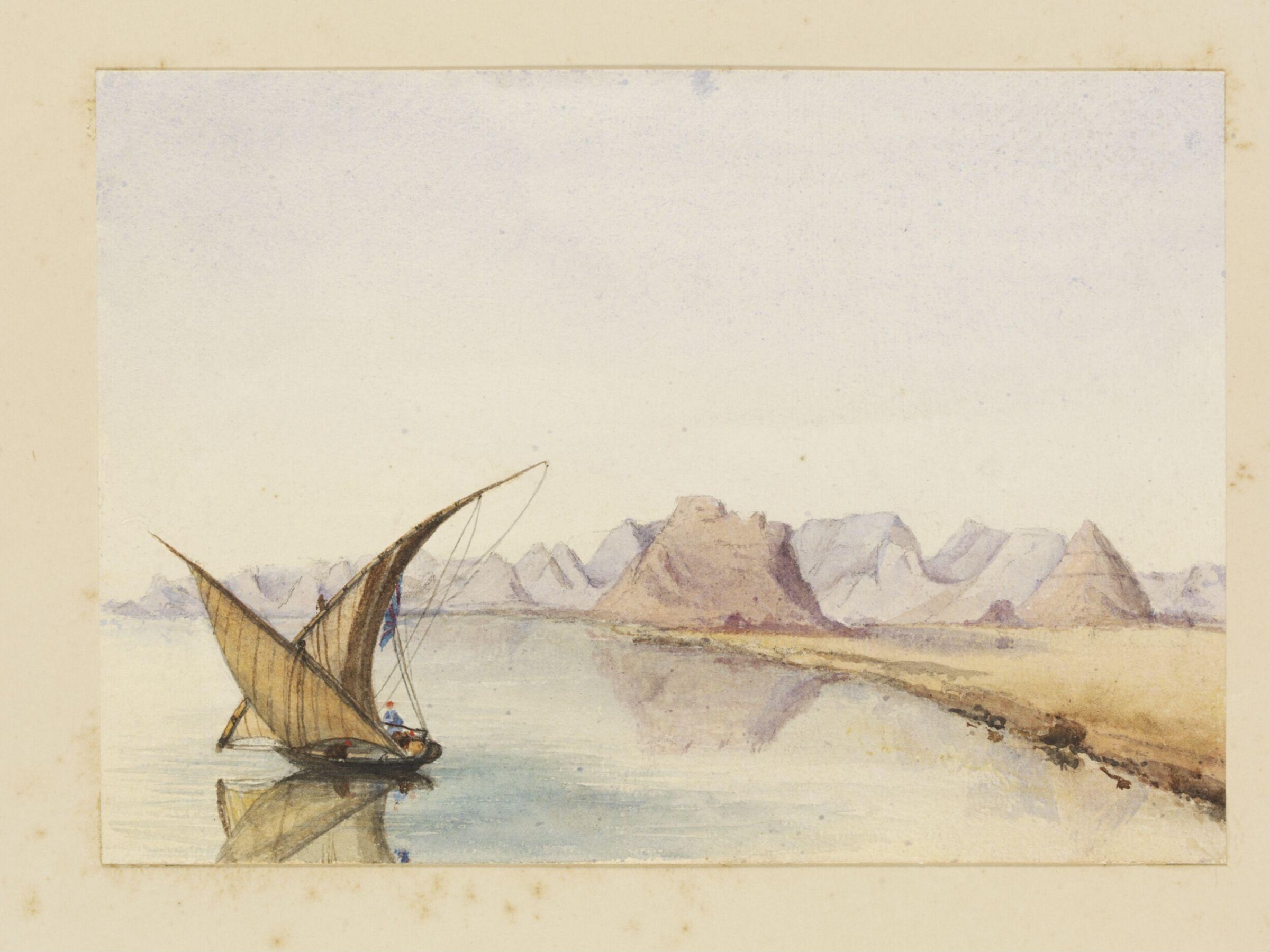 View of the Nile with boat, George de Sausmarez, 1855