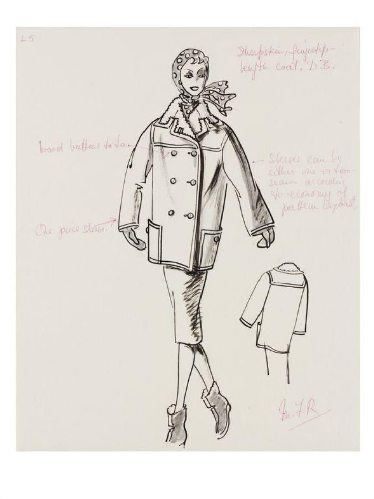 Sheepskin, fingertip-length coat, D.B. top image
