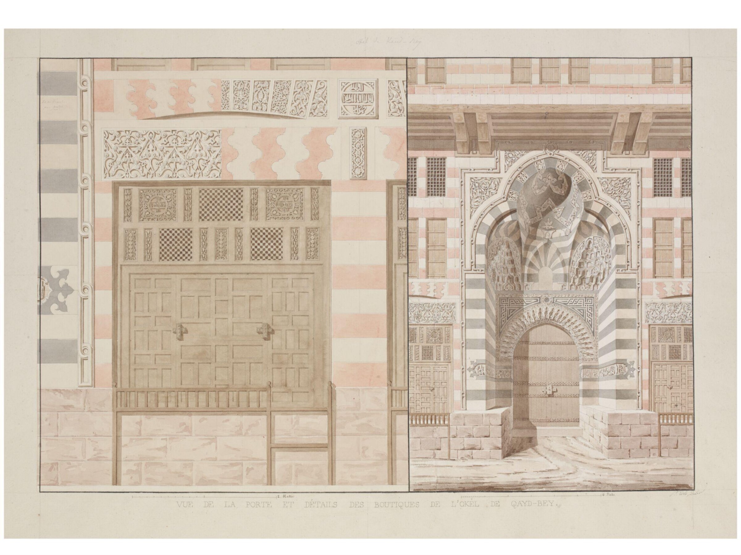 Vue De La Porte Et Détails Des Boutiques De lOkél De Qayd-Bey, Pascal-Xavier Coste, 1818-1822